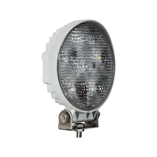Buyers Products 1493215 12V LED Flood Work Light, 4.5" Round - 1350 Lumen LED Flood Light with White Housing, 6 LEDs, IP67 Waterproof Offroad Work
