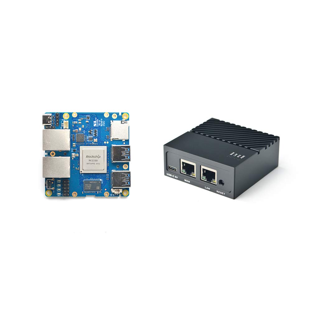 Nanopi R4S Mini Portable Travel Router OpenWRT with Dual-Gbps Ethernet Ports 4GB LPDDR4 Based in RK3399 Soc for IOT NAS Smart Home Gateway