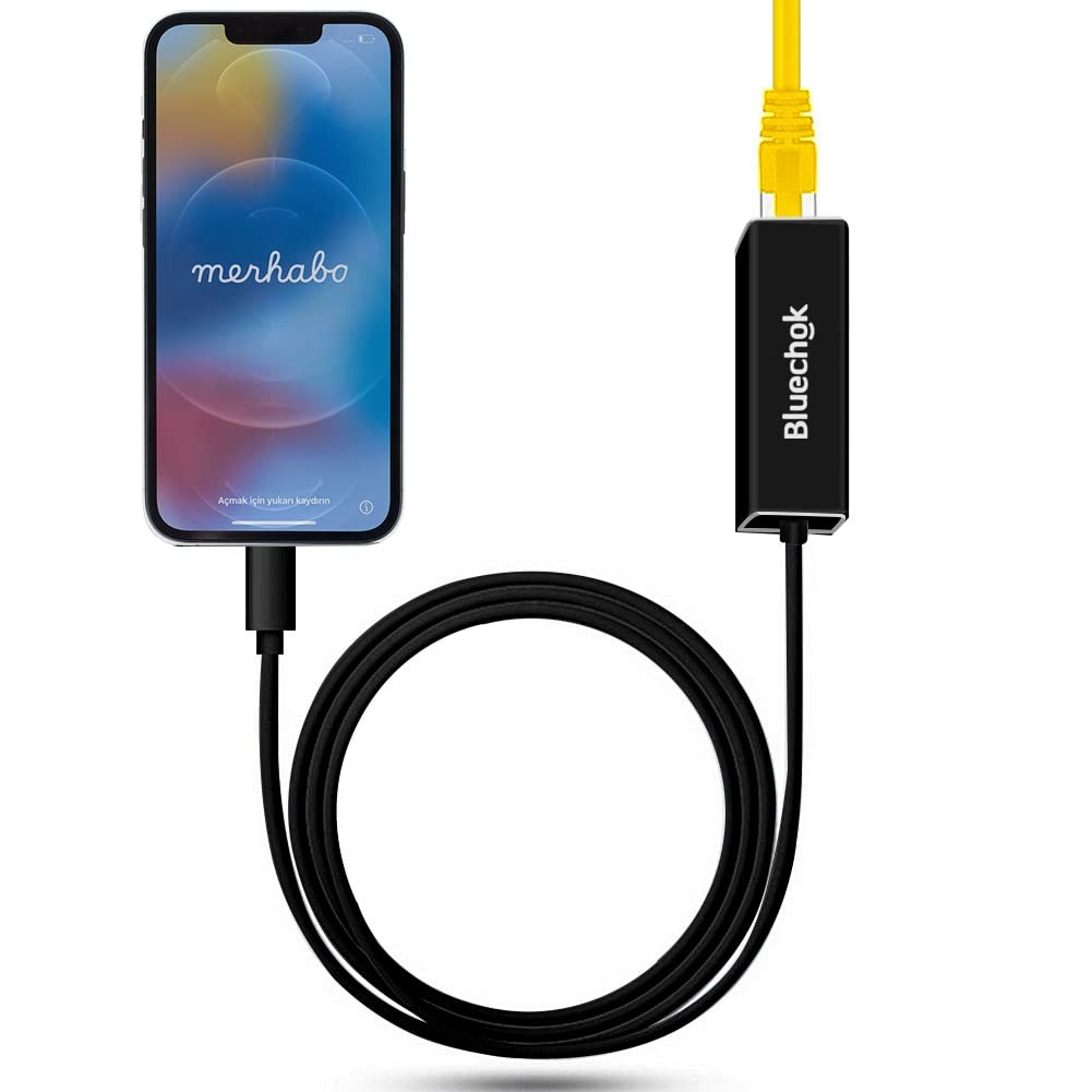 Lightnning to Ethernet RJ45 Adapter for iPhone/iPad [Apple MFi Certified], Plug and Play iPhone High Speed Ethernet Adapter Support 10/100 Mbps