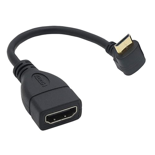 Tivid 15CM Right Angle mini hdmi 90 Degree Adapter mini hdmi Male to HDMI Female Cable Adapter Connector Support 1080P Full HD, 3D (0.15m, Upward