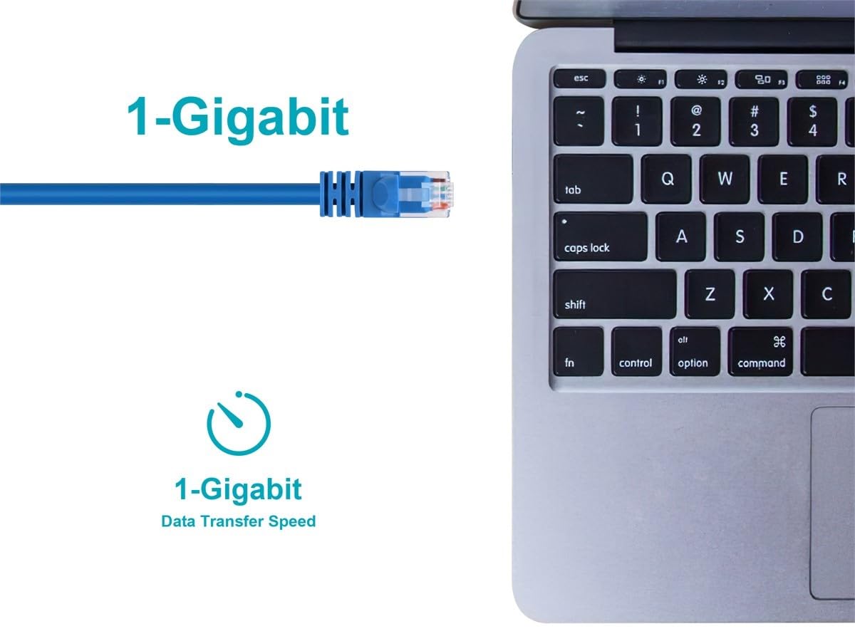 Monoprice Cat5e 100ft Blue Patch Cable UTP 24AWG 350MHz Pure Bare Copper Snagless RJ45 Fullboot Series Ethernet Cable