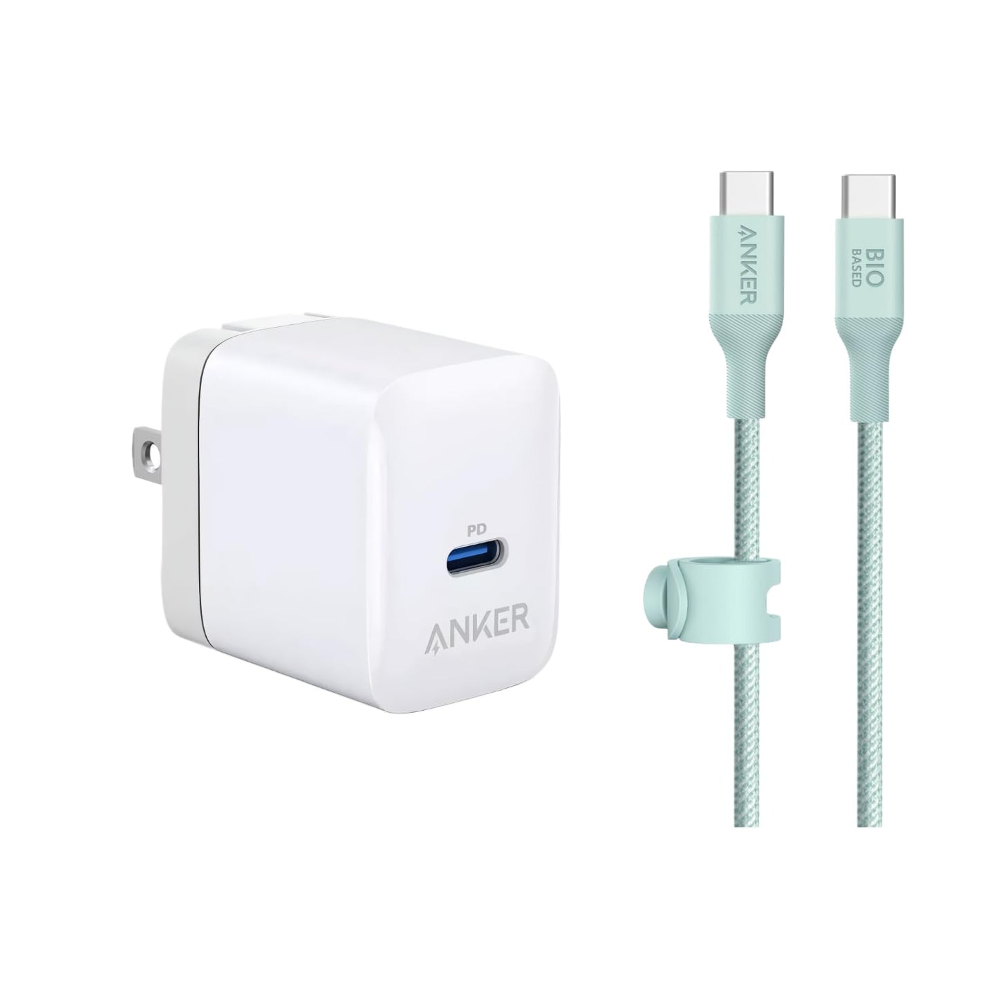 Anker 20W USB-C Power Adapter and Bio-Nylon USB-C to USB-C Cable, Eco-Friendly 20W PD Fast Charger and Durable USB-C Charging Cable for iPhone, iPad