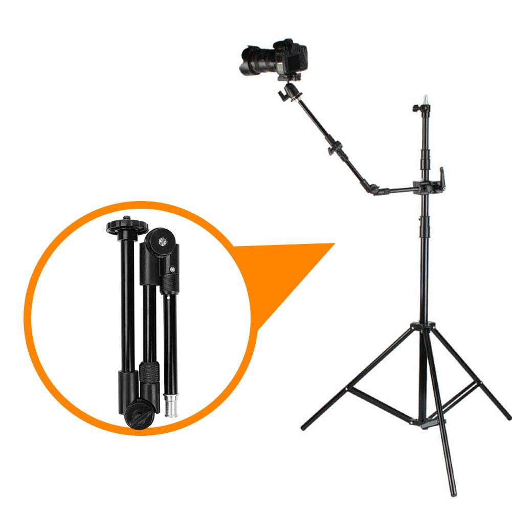 Three-Section Magic Arm,Adjustable Extension Articulated Arm Camera Extension Bracket with 1/4 & 3/8 Screw Hole Metal Lock Sleeve for Photography