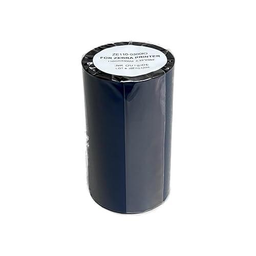 Wolfbarco 6 Rolls 4.33" x 984' (110mm x 300m) Premium Resin Enhanced Wax Thermal Transfer Ribbon 1" Core, Coated Side Out for Zebra Printers