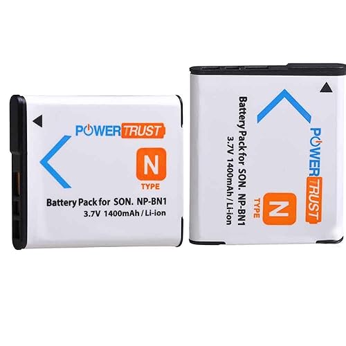 PowerTrust 2X NP-BN1 Battery for Sony NP BN1 NPBN1 BC-CSN and Cyber-Shot DSC-QX10 QX30 QX100 DSC-TF1 DSC-TX10 TX20 TX30 DSC-W530 DSC-W570 DSC-W650