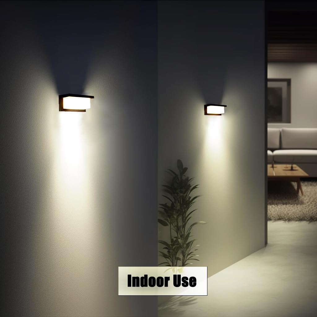 Outdoor Wall Sconce Lights 2 Pack Daylight, Modern LED Exterior Wall Light 1500LM, 3CCT Selectable 3000K 4000K 5000K, Waterproof Wall Mounted Light