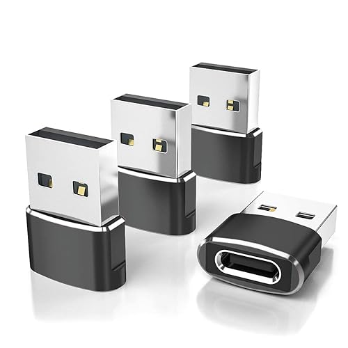 Elebase USB to USB C Adapter for iPhone 17 4Pack,USBC Female to A Male Car Charger Adapter,Type C Converter Apple 17e 16 Pro Max 15 14 Plus,iWatch