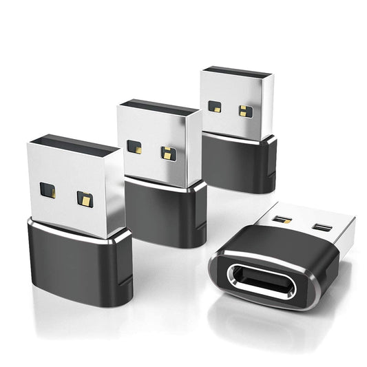 Elebase USB to USB C Adapter for iPhone 17 4Pack,USBC Female to A Male Car Charger Adapter,Type C Converter Apple 17e 16 Pro Max 15 14 Plus,iWatch