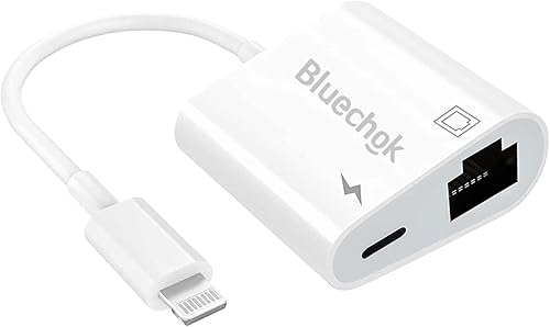 Lightning to Ethernet Adapter with Charging for iPhone/iPad [Apple MFi Certified] 2 in 1 RJ45 Ethernet High Speed iPhone LAN Network Adapter Support