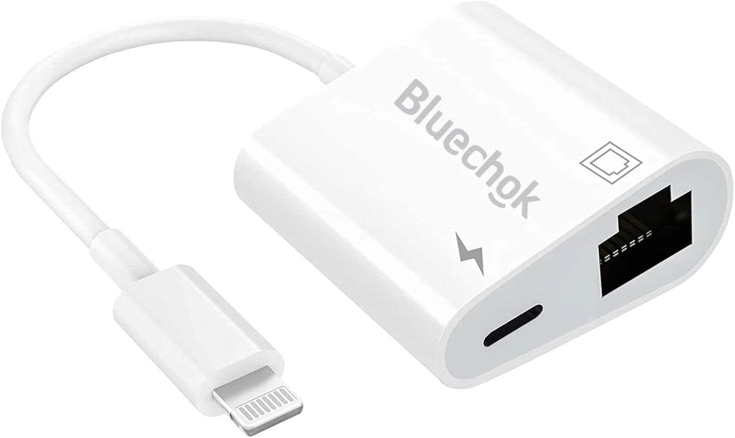 Lightning to Ethernet Adapter with Charging for iPhone/iPad [Apple MFi Certified] 2 in 1 RJ45 Ethernet High Speed iPhone LAN Network Adapter Support