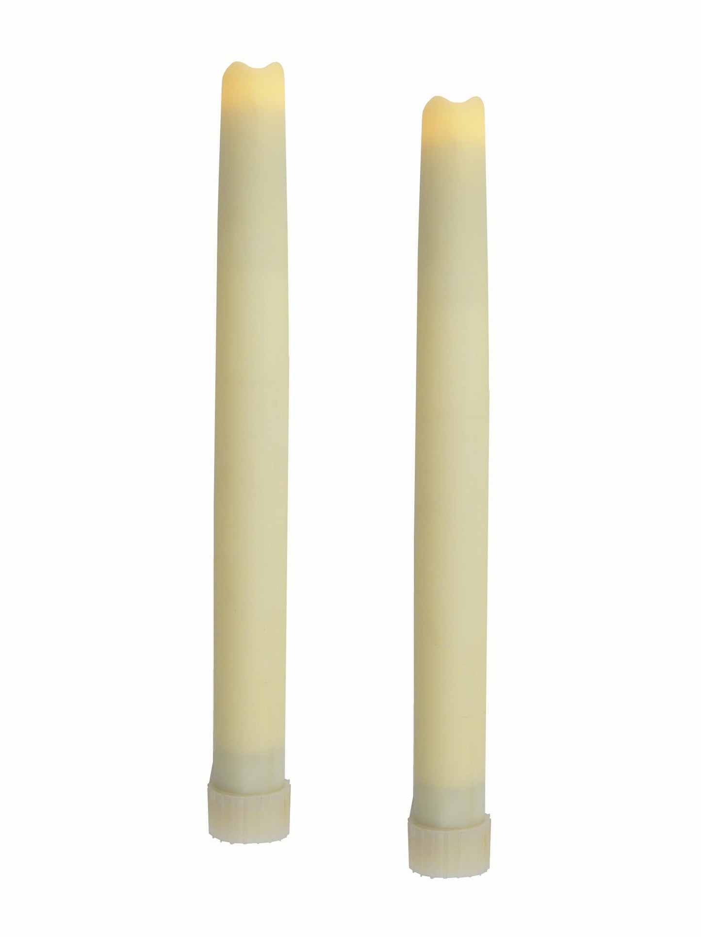 Pacific Accents Flickering Flameless Taper Candle - 9 Inches Ivory Real Wax Taper Candles with 6 Hour Timer - Battery Operated Candles with Electric