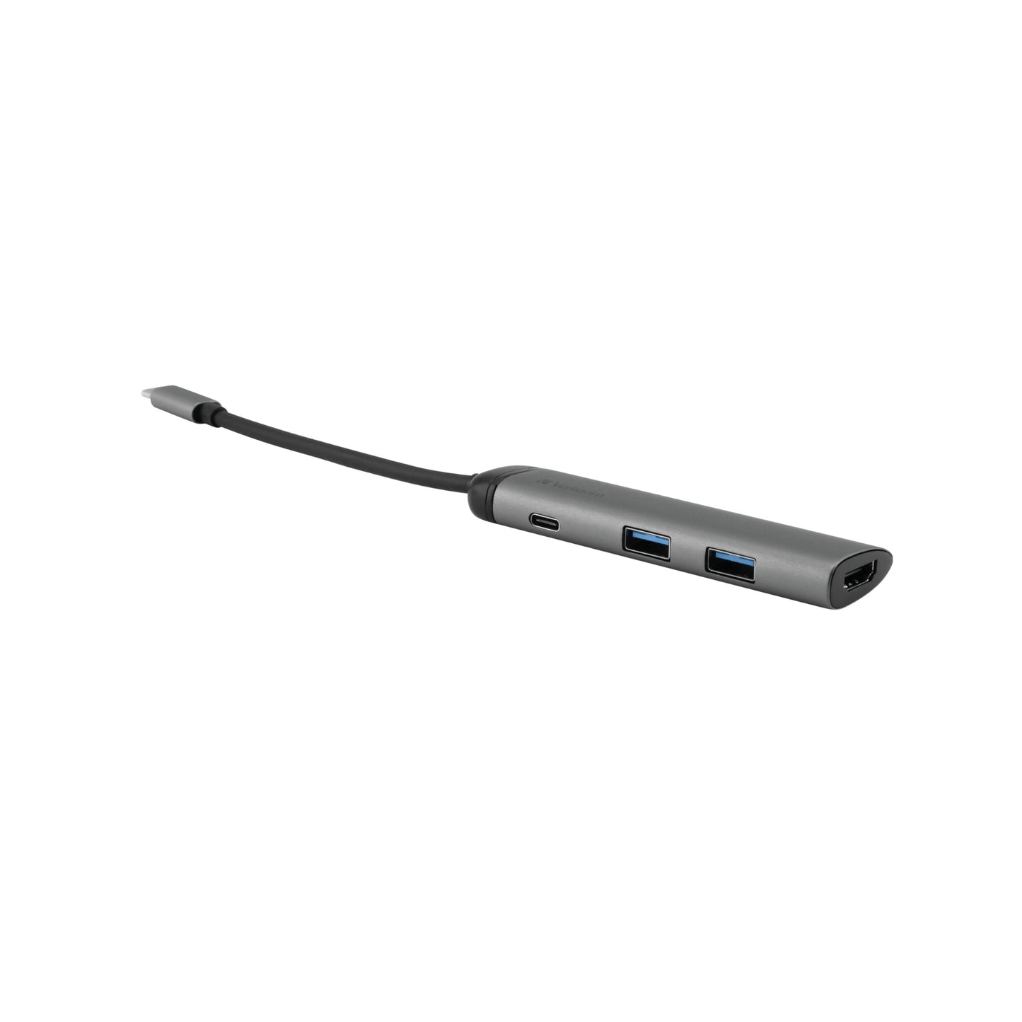 Verbatim USB-C Multiport Hub - USB 3.0, HDMI, 4K, USB-C Hub with Quick-Charge Connection for Laptop, MacBook, Silver