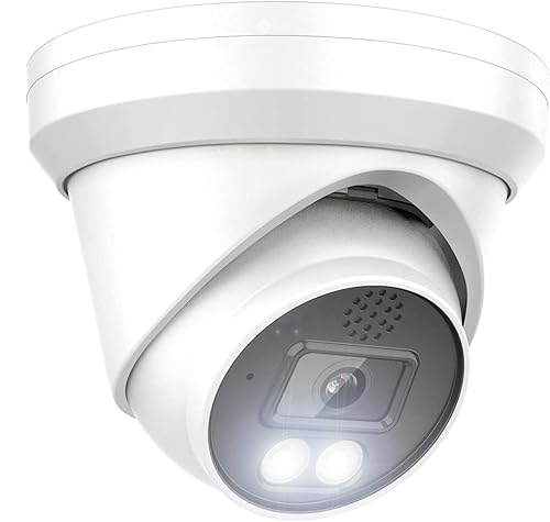 Real HD 6MP Full Color Night Vision ColorVu Turret Dome IP Camera with Visible White LED Lights, 2.8mm Wide Angle, Outdoor Built in Mic, Plug and Play