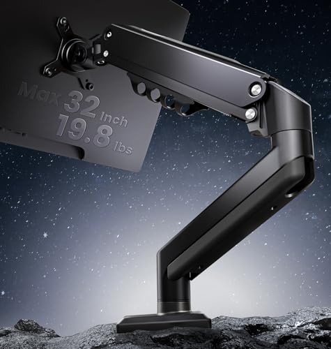 SIAGO Single Monitor Stand, 15 to 32 Inch Monitors Arm, Adjustable Mount with C-Clamp and Grommet Installation, Made of Iron and Al, VESA Monitor