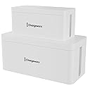 ChargeWorx Cable-Management Box Set, 2 Pack Cord Organizer to Hide Power Strips and Surge Protectors, Desk and Floor Wire Concealer for Home Office