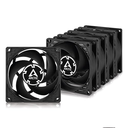 ARCTIC P8 Silent (5 Pack) - PC Fan, 80 mm case Fan, optimised for Static Pressure, virtually Silent Fan Motor, PC, 1600 RPM - Black