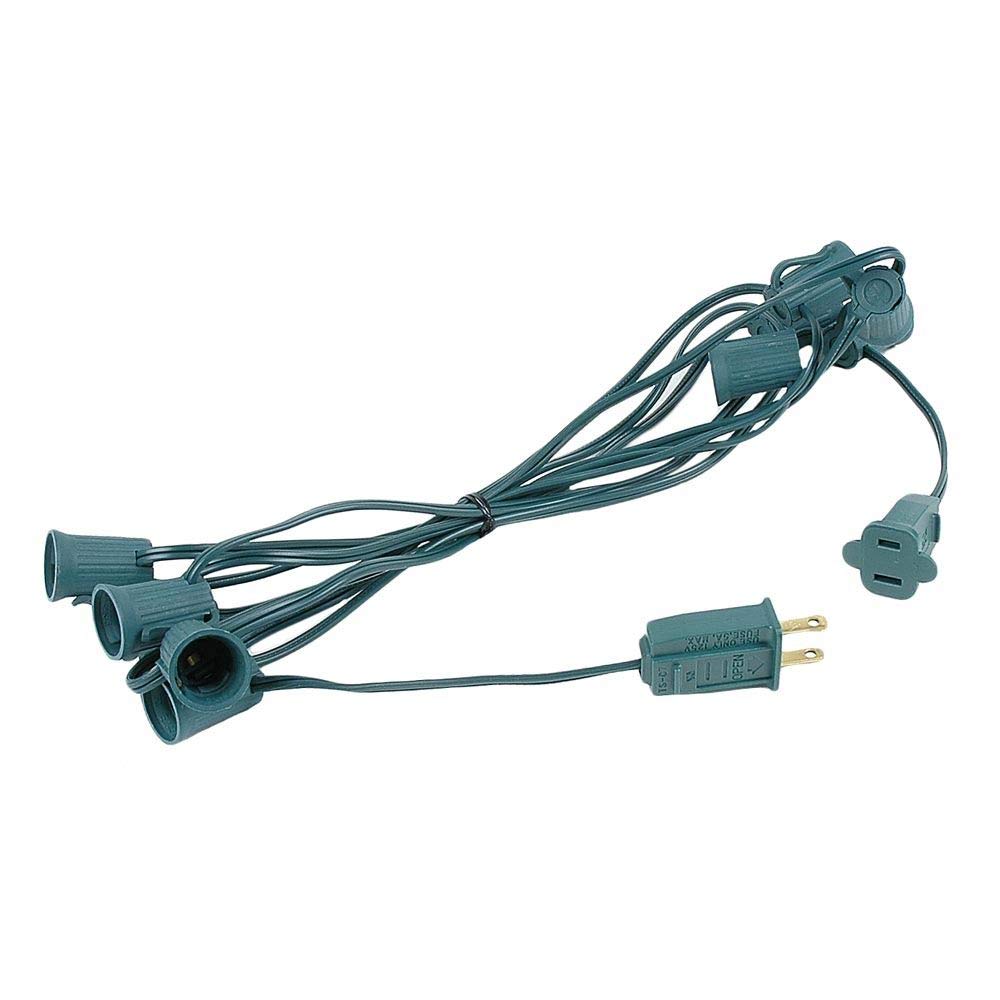 Novelty Lights 10 Foot C9 Outdoor String Light Christmas Stringer - Patio String Lights - Intermediate Base (C9/E17) - 12" Spacing - Green Wire
