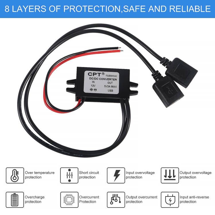 2PCS DC Car Power Converter 12V 24V to 5V 3A 15W Dual USB Female Regulator DC to DC Buck Converter Power Adapter Step Down Module