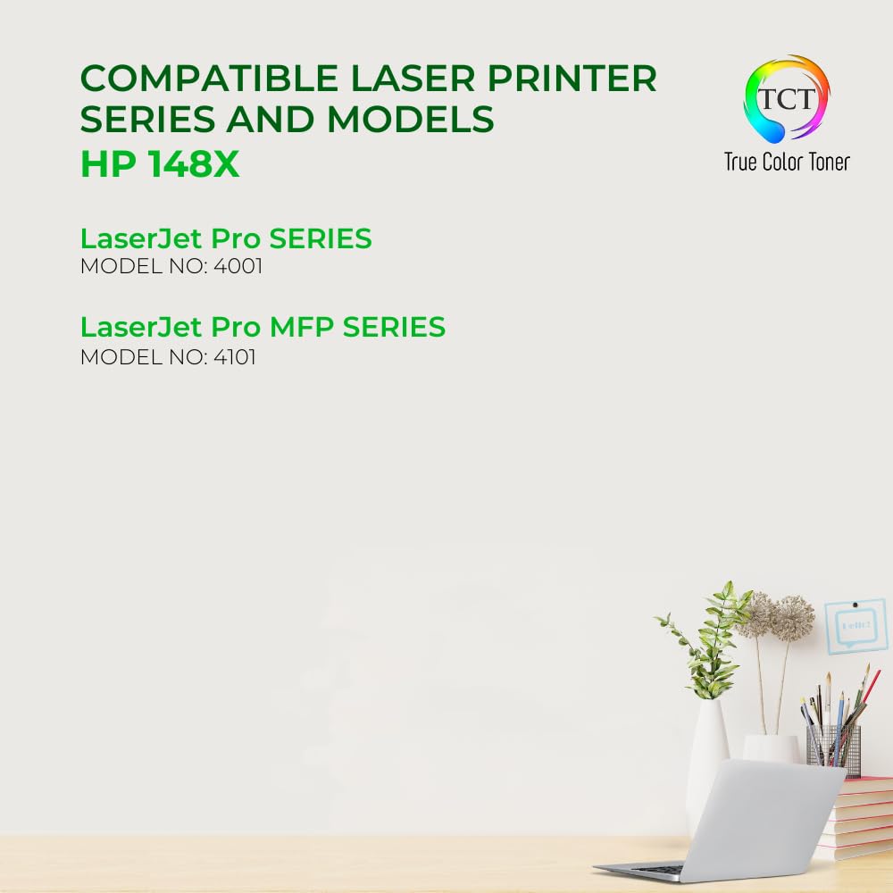 TCT 148X Toner Cartridge - Compatible Replacement for HP 148X W1480X Black High Yield Works with HP LaserJet Pro 4001 4001dn Printers (9,500 Pages)