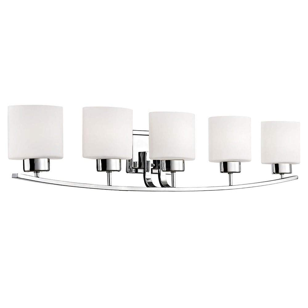 5-Light Bathroom Wall Mounted Light with White Oval Glass and Chrome Finish