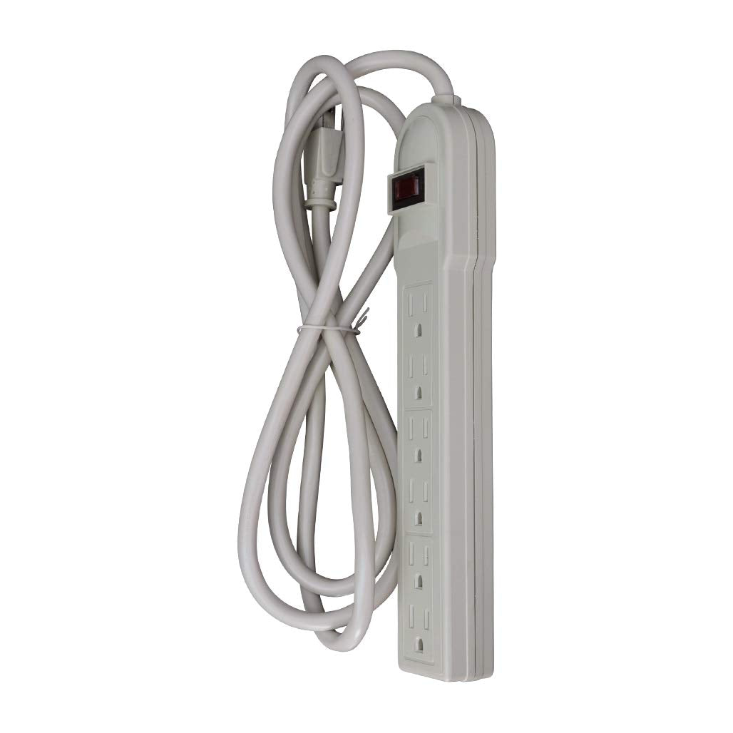 6 AC Outlet 6 Foot 14/3 AWG Long Power Cord Strip Electrical Wall Plug Socket Surge Protector Switch Adapter