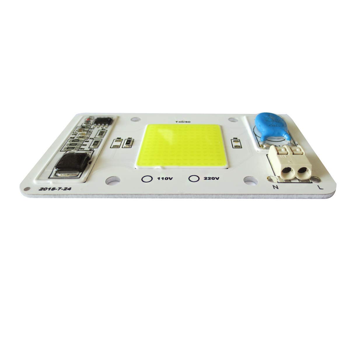 Tesfish 2PCS LED COB Chip 50W 110V White Light Engine Integrated Smart IC Driver Free Solder for LED Floodlight Ceiling Light etc