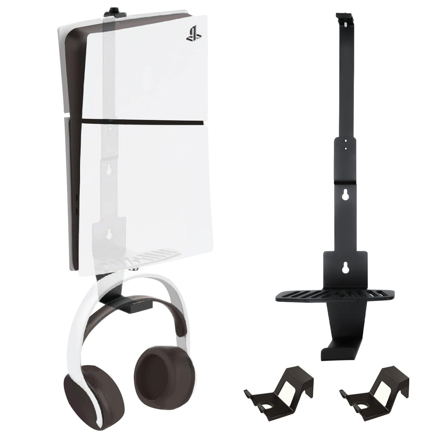 AEWOTING PS5 Wall Mount, Heavy-Duty Steel Mount Kit for Protection & Cooling with 2 Controller Holder and Headset Holder,Compatible with All PS5