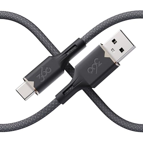 360 Electrical USB-C to USB-A Charging Cable - 5ft, Tangle-Free, Fast Charge Compatible, Ultra-Flow™ Braided, Durable Design