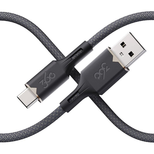 360 Electrical USB-C to USB-A Charging Cable - 5ft, Tangle-Free, Fast Charge Compatible, Ultra-Flow™ Braided, Durable Design