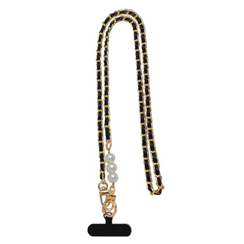 ARFUKA Leather Woven Metal Phone Lanyard Crossbody Anti-Theft Cell Phone Strap, Universal Fits All Phone Cases, Stylish Daily Phone Accessory