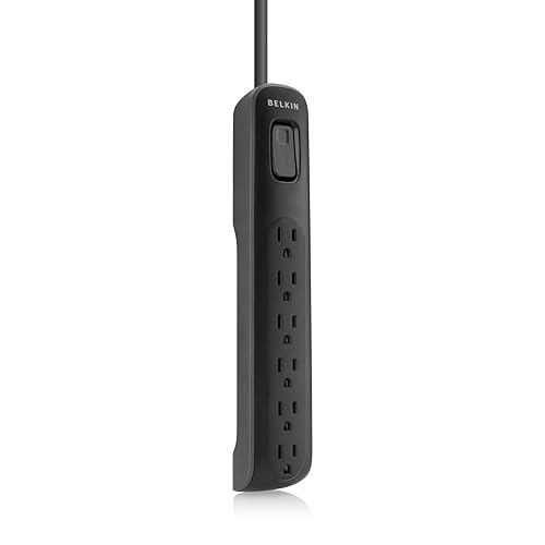 Belkin 6-Outlet AV Power Strip Surge Protector with 4-Foot Power Cord, 600 Joules, Black (BV106000-04-BLK)