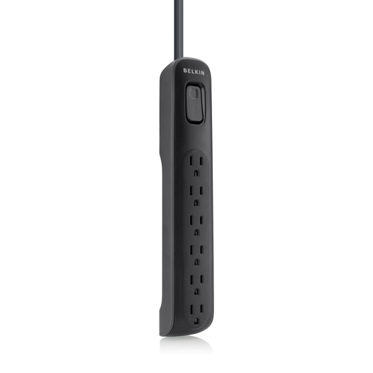 Belkin 6-Outlet AV Power Strip Surge Protector with 4-Foot Power Cord, 600 Joules, Black (BV106000-04-BLK)