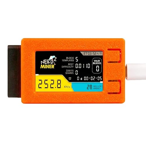 NerdMiner V2 Pro 250K - Bitcoin Lottery Miner for Solo Mining, Crypto Mining Hardware for BTC Block Rewards, Low Power USB Miner Alternative, Plug &
