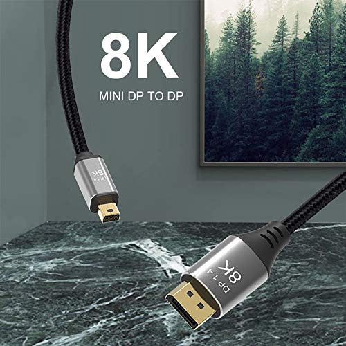 xiwai DisplayPort 1.4 8K 60hz Cable Ultra-HD UHD 4K 144hz Mini DP to DP Cable 76804320 for Video PC Laptop TV (2.0M)