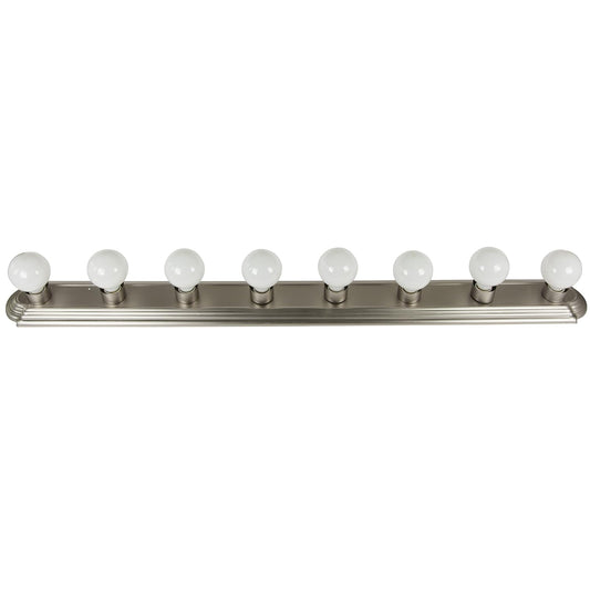 Sunlite 45300 Art Deco Style Brushed Nickel Vanity Light Fixture, 48-Inch, 8 Medium Base Sockets (Bulbs Not Included), Dimmable, UL Listed, Bathroom