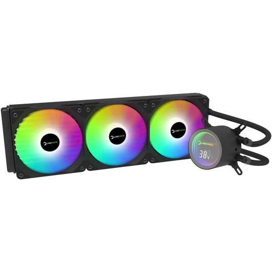 Gamepower Skadi Infinity 360 AIO CPU Liquid Cooler, ARGB Pump with Real Time Temp, 360mm Radiator with 3X PWM HDB Fans, 13.5 W/mK Thermal Paste