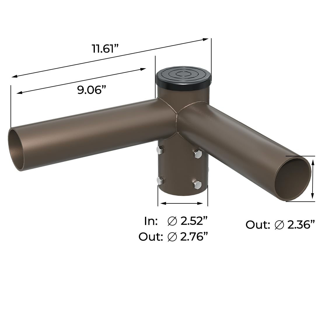 90 Degree Horizontal Tenon Adapter with 2 arms,Double 90 Degree Pole Top Tenon Adapter,for Slip Fitter LED Parking Lot Light ,Twin Spoke Mounting