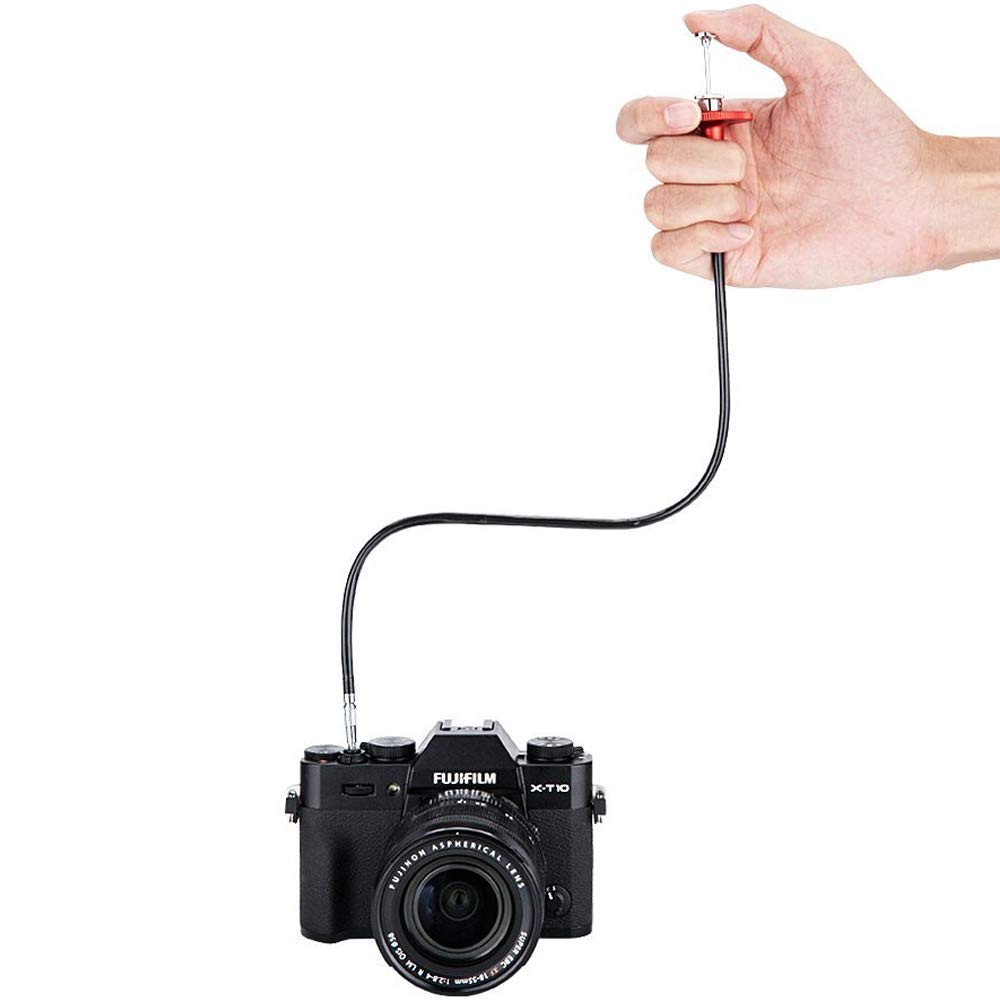 JJC 40cm Red Mechanical Cable Shutter Threaded Release, Bulb-Lock Design for Long Exposure, fits Fuji XT1 XT2 XT3 XT4 X100T Leica M6 M7 M8 Sony RX1