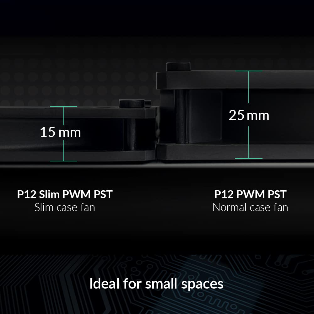 ARCTIC P12 Slim PWM PST (3 Pack) - PC Fans, 120mm Case Fan with PWM Sharing Technology (PST), Pressure-optimised, Quiet Motor, Computer, Extra Slim