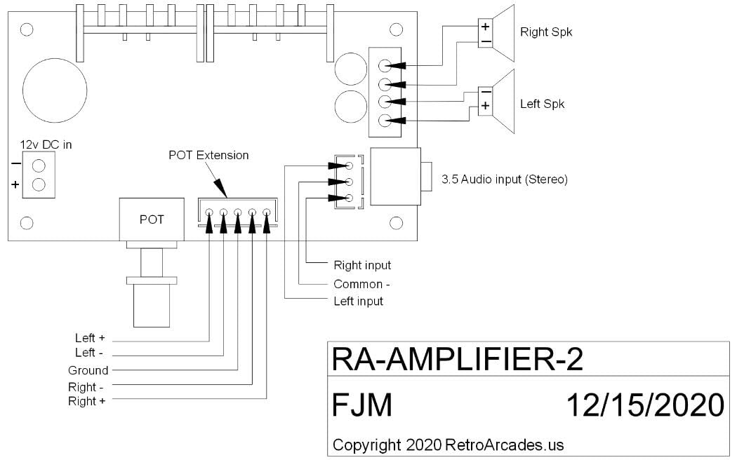 RetroArcade.us Amplifier for Small Game Machine, Arcade Machine Amplifier, Single Channel