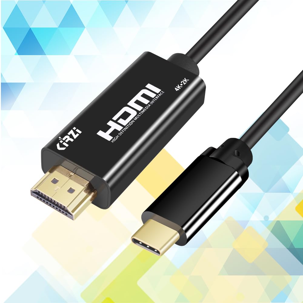 Kirzi USB C to HDMI Cable 25ft, [4K@60Hz, High-Speed] Type C to HDMI Cable， [Thunderbolt 3/4 ] Compatible with Chromebook, MacBook Pro/Air 2023, iPad