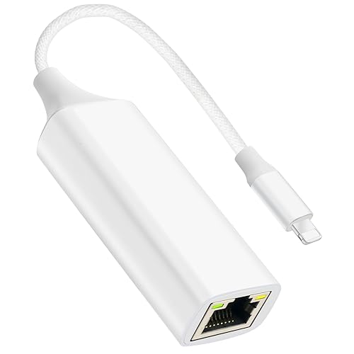 Junsky [MFi Certified] Lightning to Ethernet Adapter, 100Mbps Lightning to RJ45 Ethernet LAN Network Adapter, Compatible for i-Phone