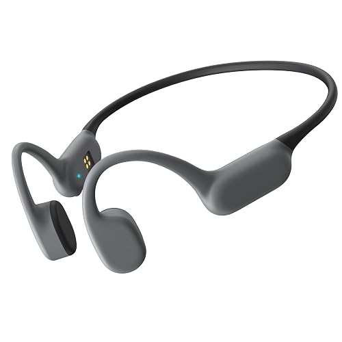 GEUYNAY Bone Conduction Headphones, Bluetooth 5.4 Open Ear Headphones Wireless with Mic,IPX6 Sport Headphones for Running(Grey)