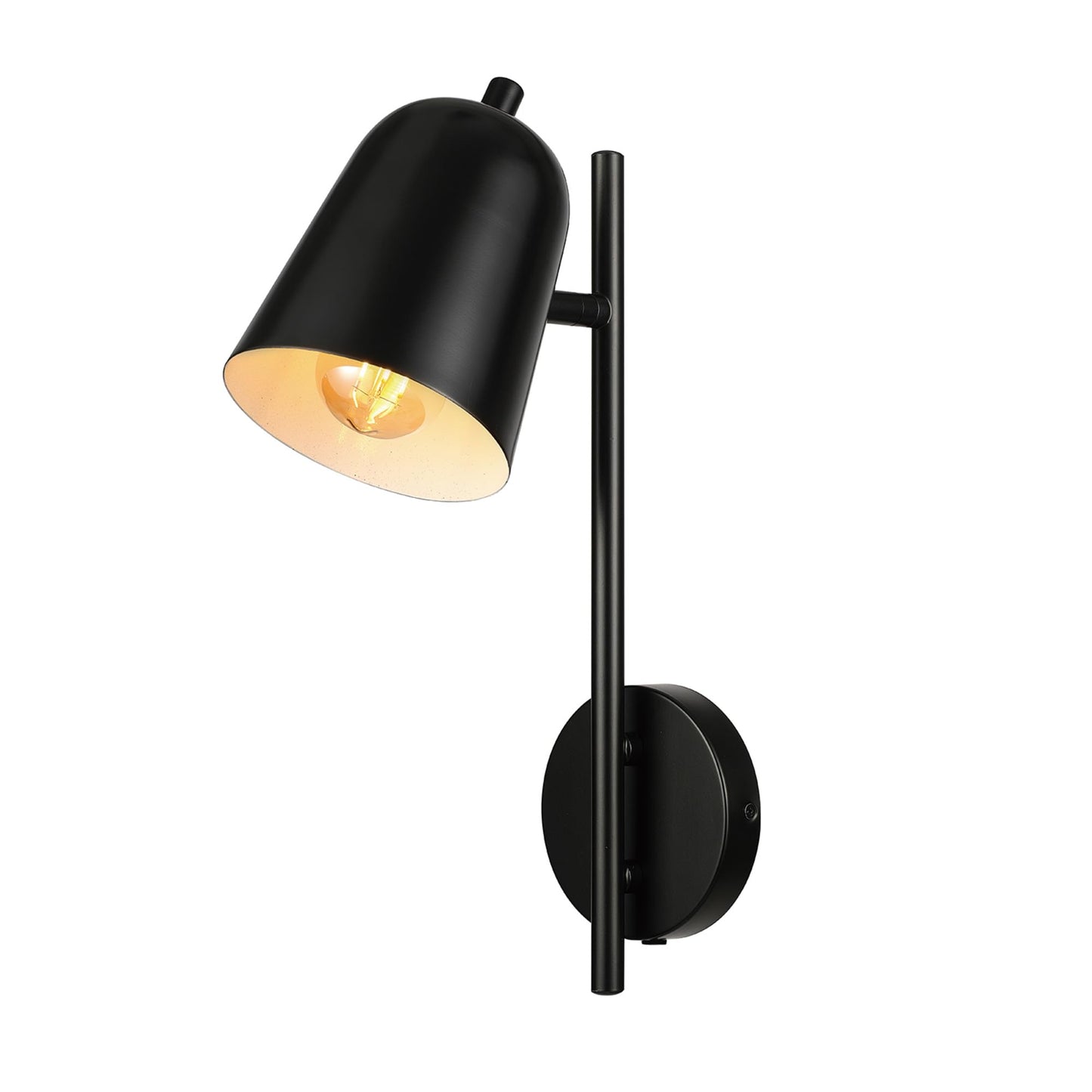 Globe Electric 65000049 1-Light Plug-in or Hardwire Wall Sconce, Matte Black, Pivoting Shade, Black Braided Fabric Designer Cord, Hanging Lamp, Wall