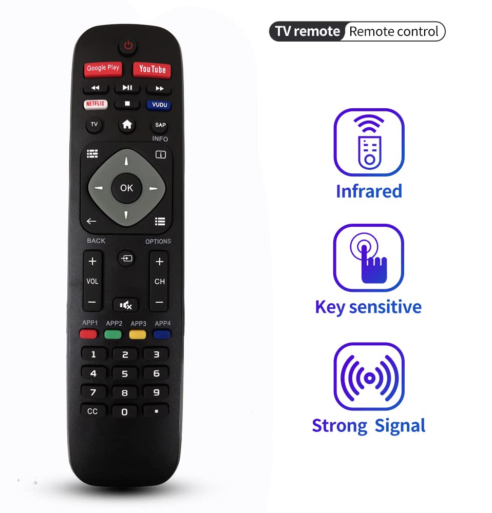 Replacement Remote Control for Philips Android Smart TV 43PFL5604/F7 55PFL5766/F7 50PFL5766/F7 55PFL5604/F7A 65PFL5766/F7 65PFL5604/F7A 65PFL5704/F7A