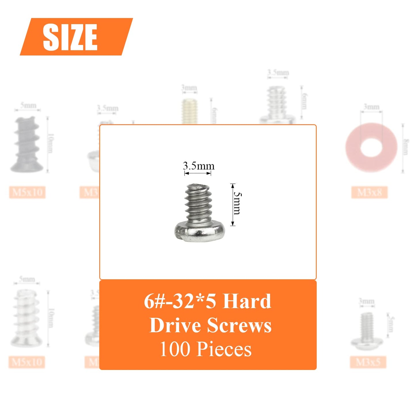 HELIFOUNER 100 Pieces 6#-32x5 Phillips Head 6/32 Screw 6-32 Computer Multi-Purpose Hard Drive Video Card Screws, Silver