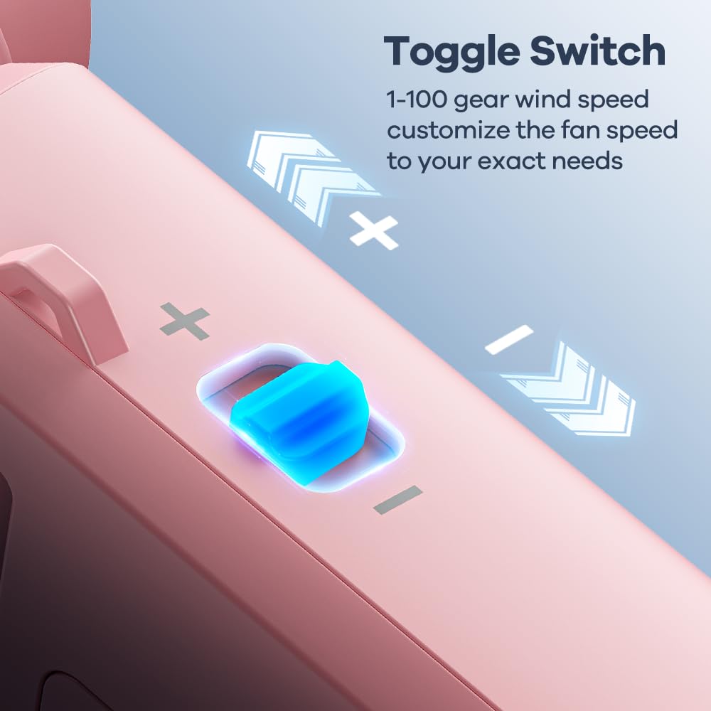Portable Handheld Turbo Fan, 5 Gear High Speed USB-C Rechargeable Fan, 4000mAh Rechargeable Mini Personal Hand Fan Blow Cold Air, Battery Operated