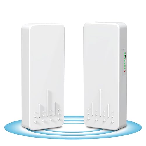 Outdoor Wireless Bridge, NICGIGA 5.8G 4KM Transmission WiFi Point-to-Point Wireless Ethernet Bridge Router, with 2 Gigabit RJ45 LAN Ports, 2-Pack CPE