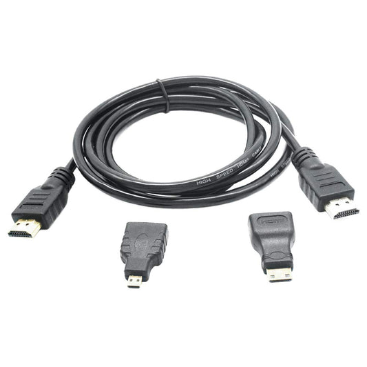 CamDesign 1.5M (5FT) 3-in-1 High Speed HDMI to Mini/Micro HDMI Gold-Plated Adapter Converter Cable Kit Compatible with HDTV/Tablet/PC/Computer/Xbox