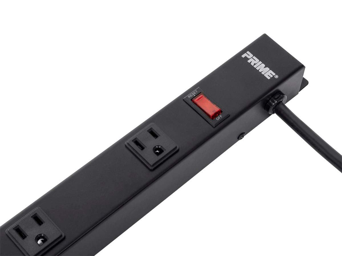 Monoprice Power & Surge - 12 Outlet 4 Feet Metal Power Strip - 6 Feet Cord - Black | 15A / 125V / 1875W